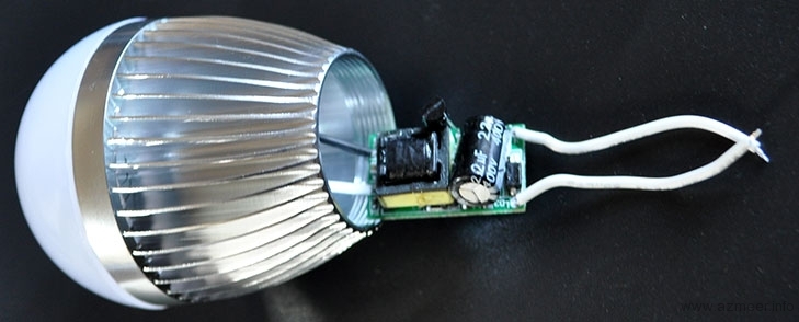 Driver circuit soldered to LED chip